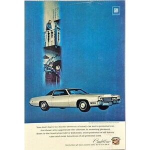 Cadillac Fleetwood Eldorado 1969 "Most Luxurious of all Cars " Vtg Print Ad 1969